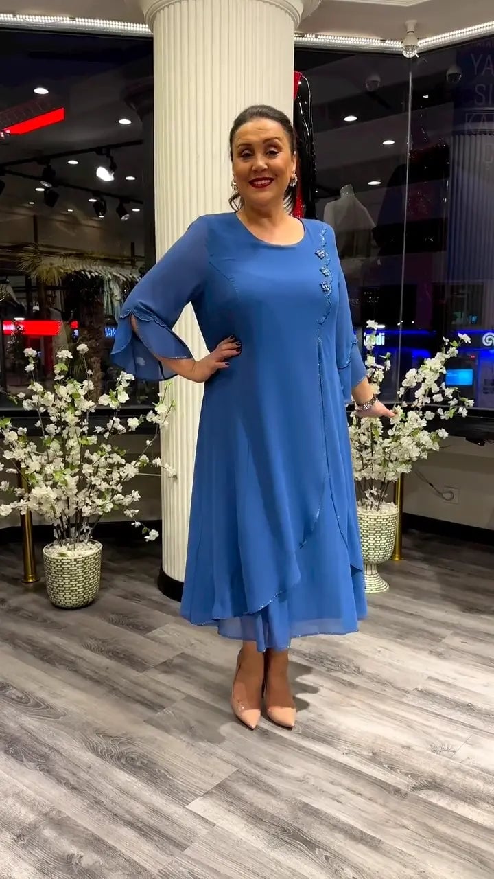 FlowLuxe™ | Wrinkle-Free Split Maxi Dress