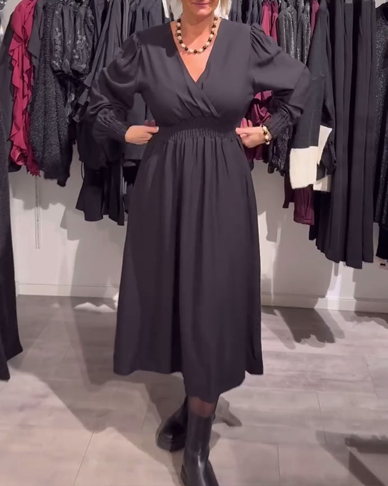 Aurelia™ | Puff-Sleeve Waist-Defined Dress