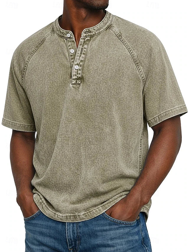 Denaro™ | Vintage Wash Henley Tee