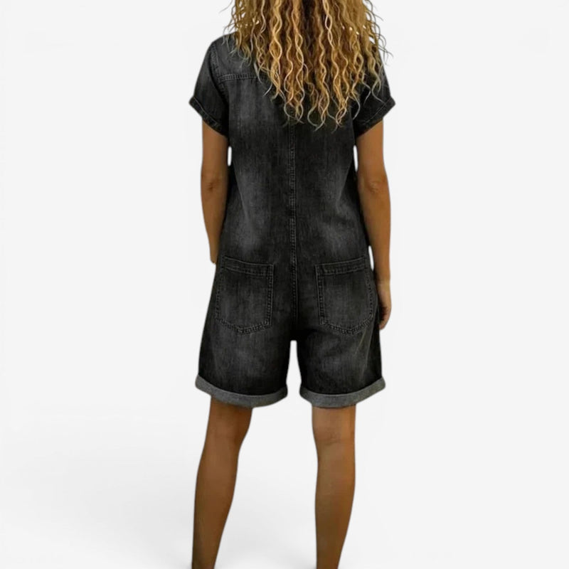 Isabella Short Denim Jumpsuit details