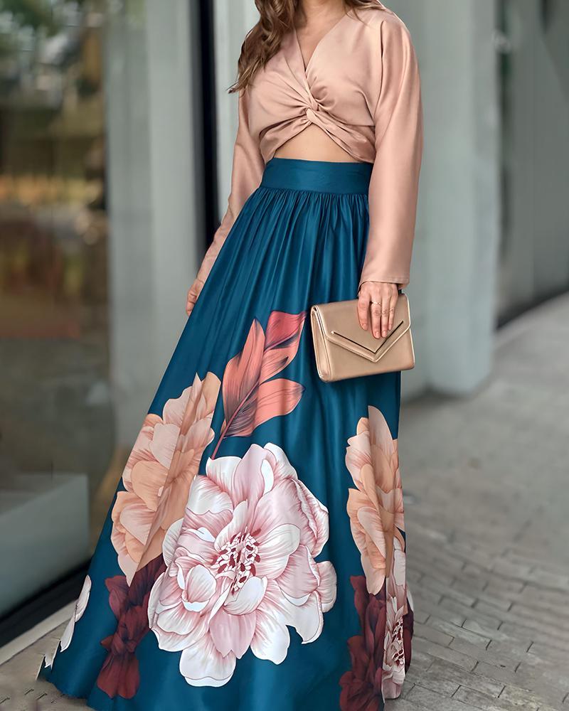 LaRosa™ | Printed Skirt & Crop Top Set
