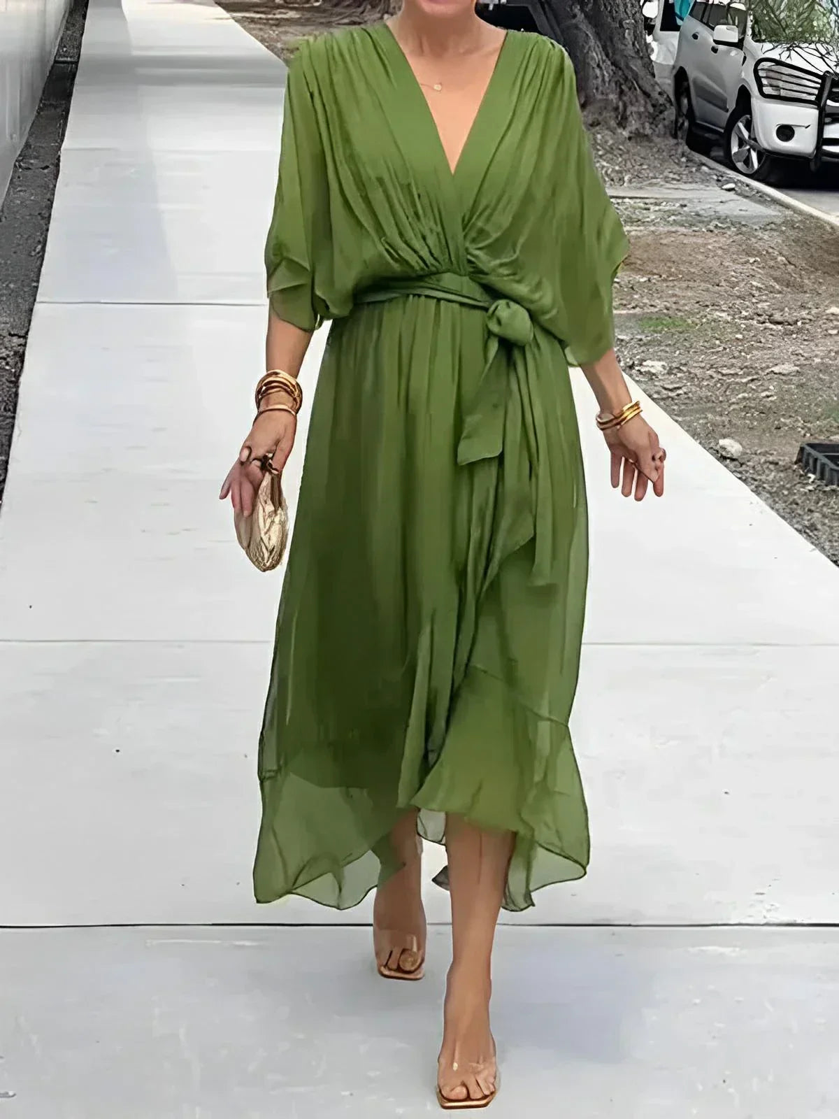 Lyra™ Whisper-Soft V-Neck Dress