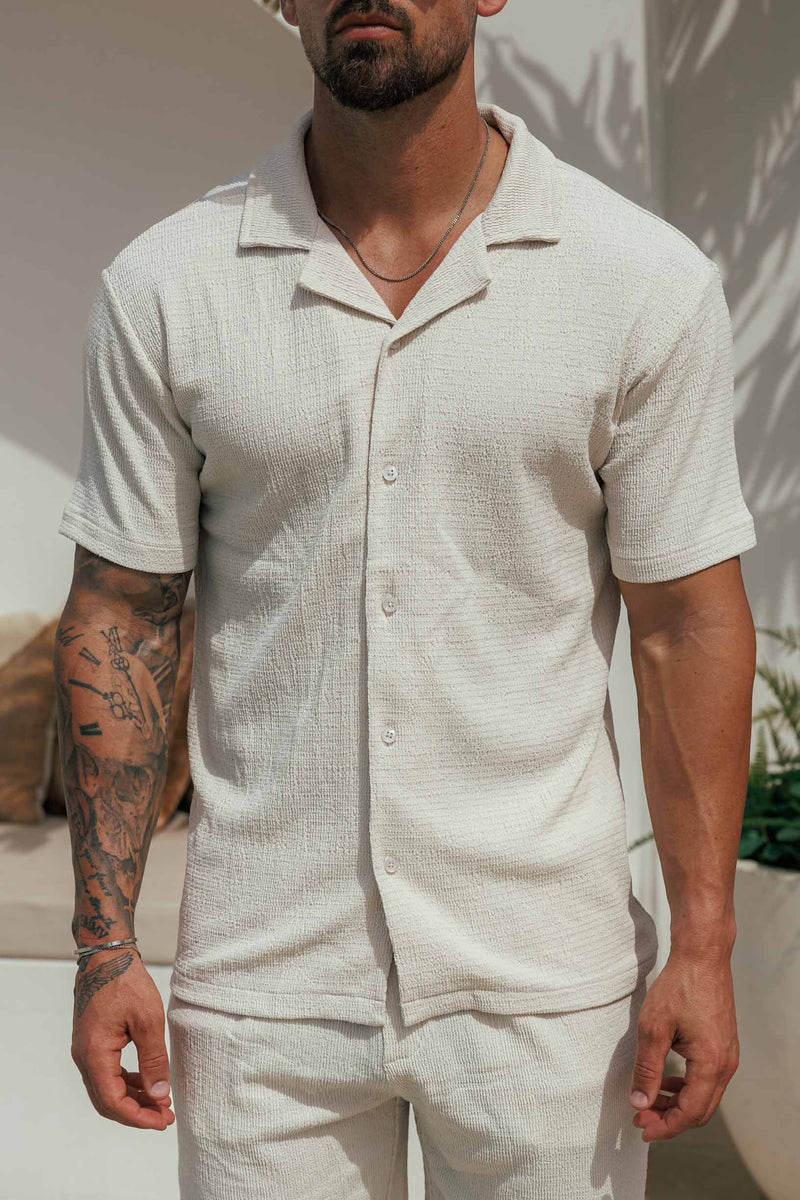 TEXTURED SHIRT - CREAM details