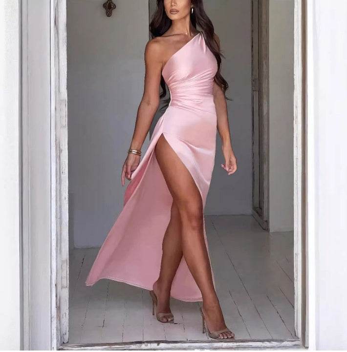 Aureline™ | One-Shoulder Backless Slit Dress