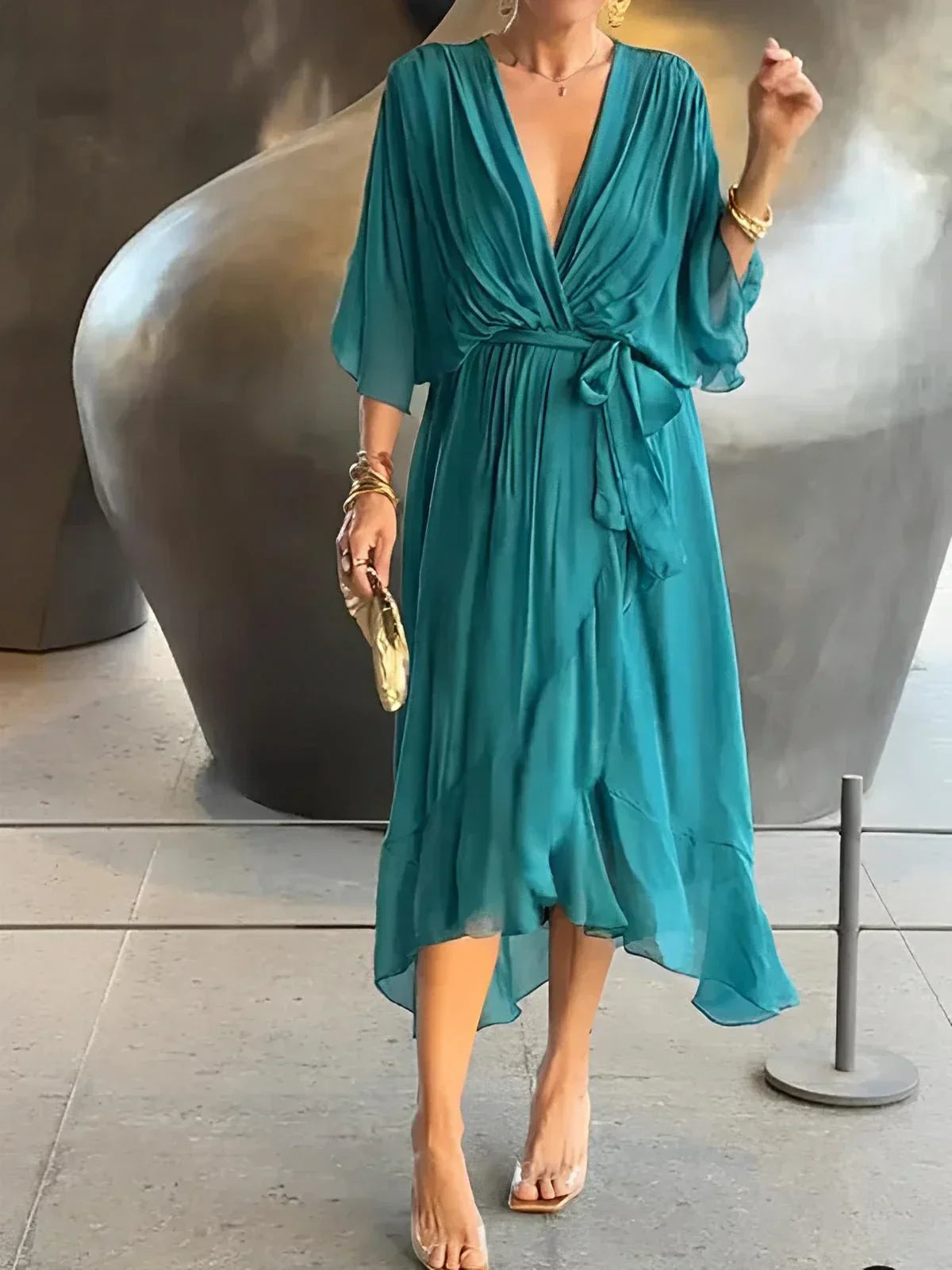 Lyra™ Whisper-Soft V-Neck Dress