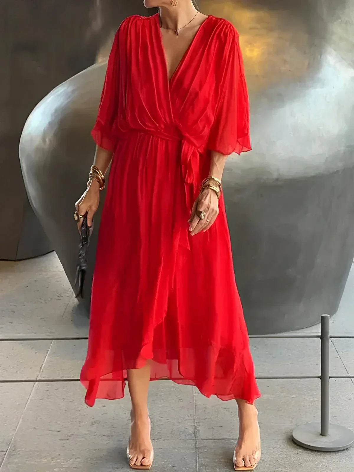 Lyra™ Whisper-Soft V-Neck Dress
