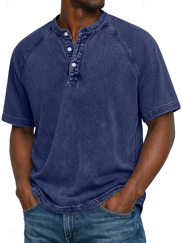 Denaro™ | Vintage Wash Henley Tee