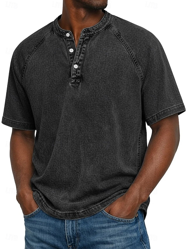 Denaro™ | Vintage Wash Henley Tee