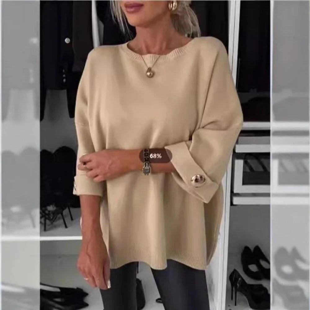 LuxeEase™ Buttoned Knit Sweater