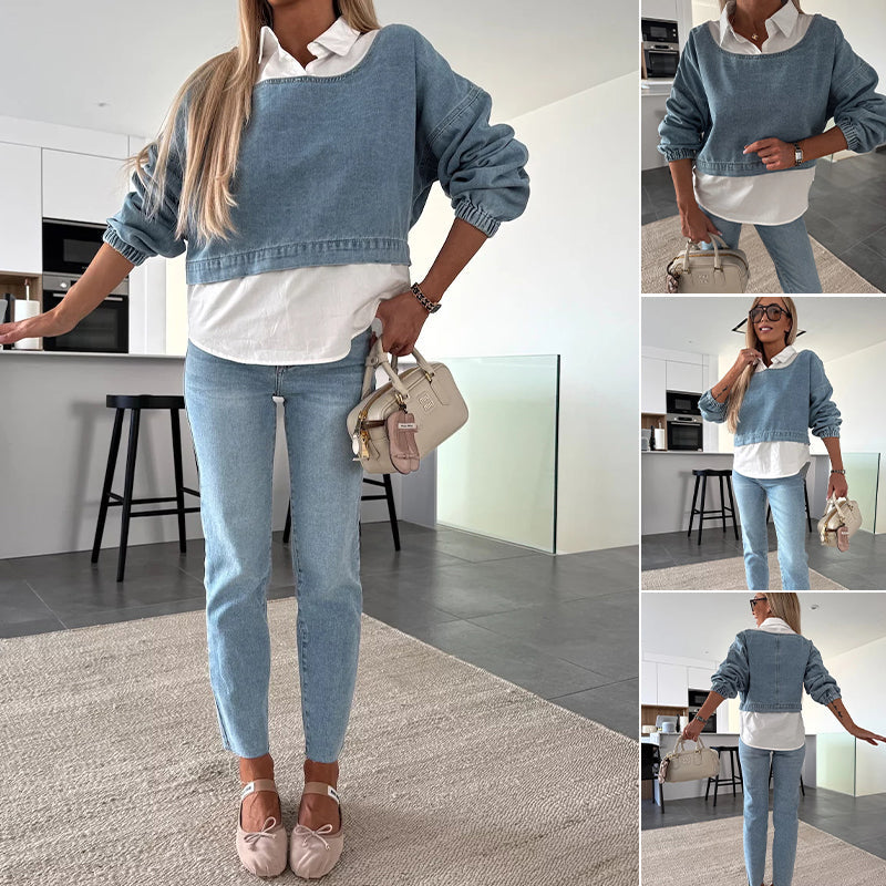 Elara – Chic Denim Two-Piece Set