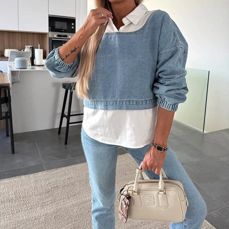Elara – Chic Denim Two-Piece Set
