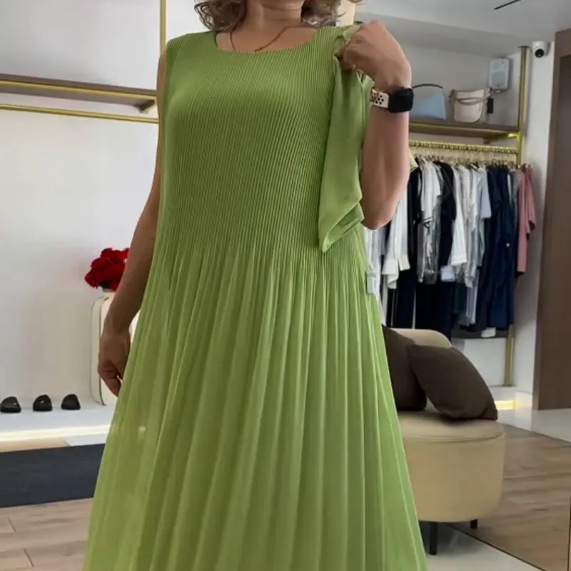Elenora™ | Sleeveless Pleated Chiffon Dress