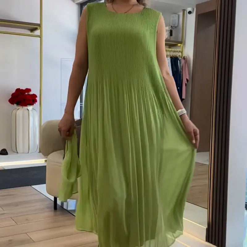 Elenora™ | Sleeveless Pleated Chiffon Dress