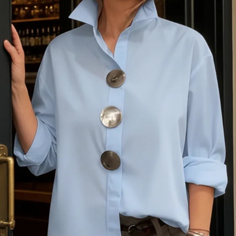Velora™ | Oversized Statement Button Blouse