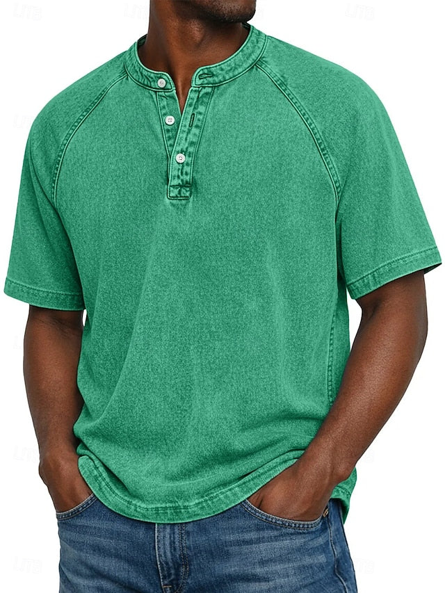 Denaro™ | Vintage Wash Henley Tee