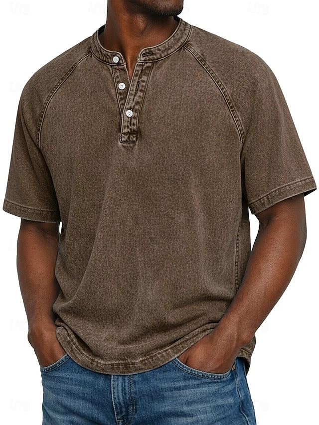 Denaro™ | Vintage Wash Henley Tee