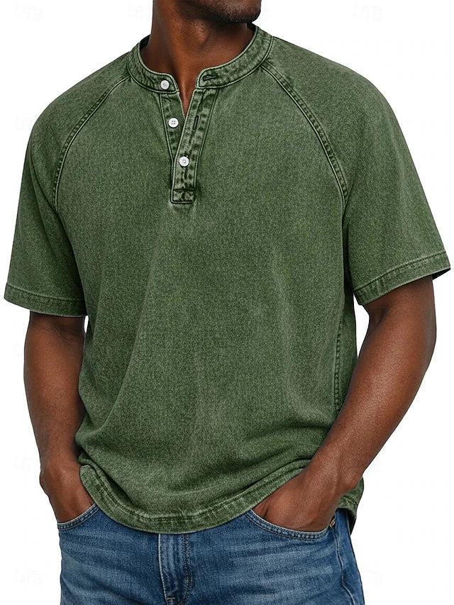 Denaro™ | Vintage Wash Henley Tee