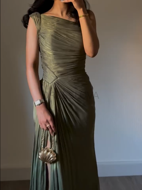 Aurelia™ | Off-Shoulder Satin A-Line Wedding Gown